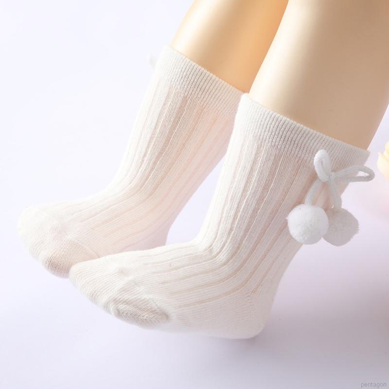 Vớ cotton dệt kim màu trơn đính nơ dễ thương cho bé sơ sinh chất lượng cao