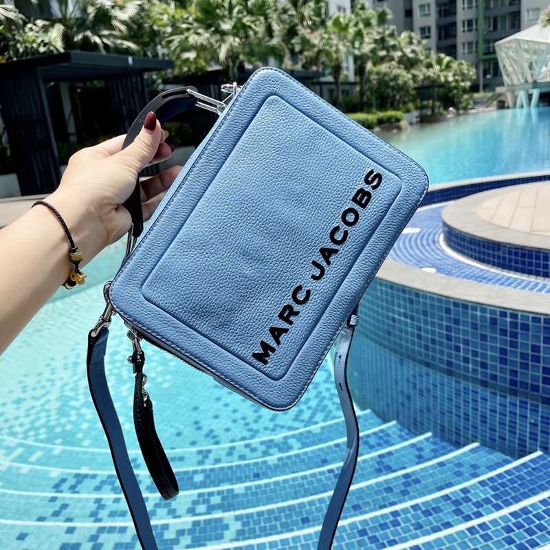 Túi Marc Jacobs the box xanh da trời da thật mềm đẹp