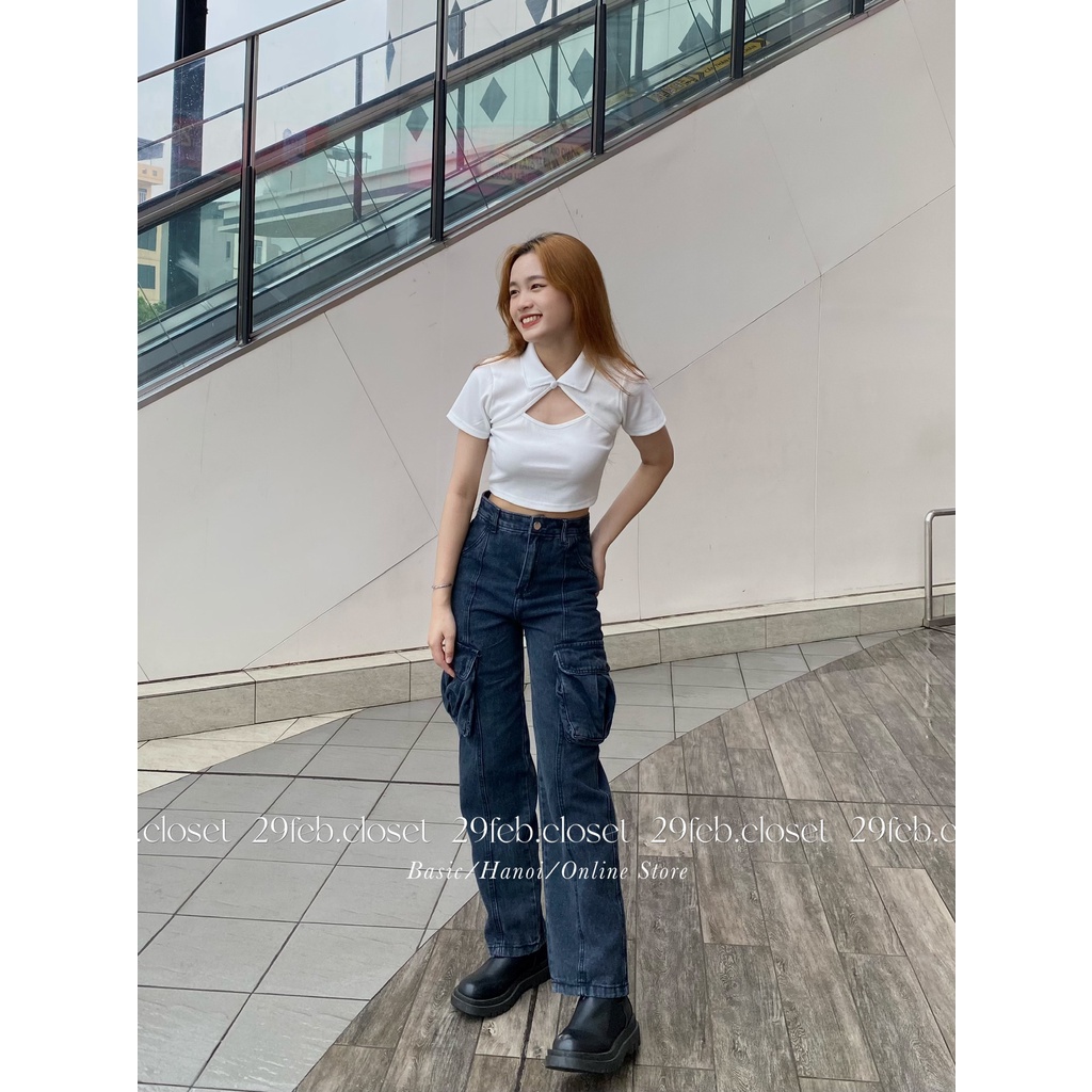 Quần jeans suông cạp cao túi hộp 2 bên - 29feb.closet - Q45