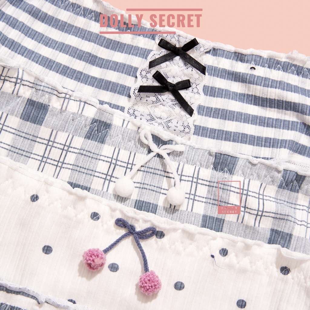 Quần lót len tăm viền ren dễ thương đính nơ dễ thương cho nữ DOLLYSECRET QL041