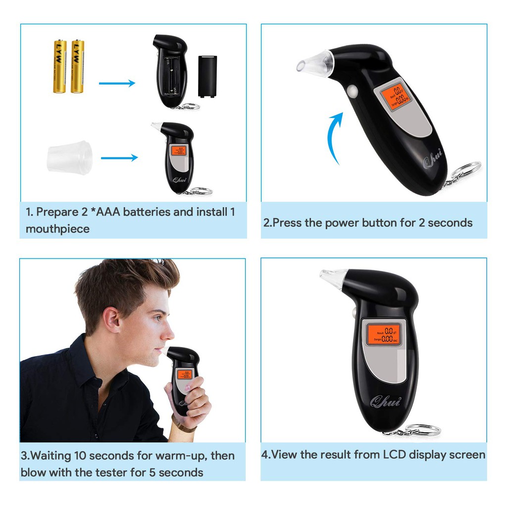 【Máy đo nồng độ cồn trong hơi thở  】Digital LCD Breath Alcohol Breathalyzer Analyser Tester Test Detector Keychain