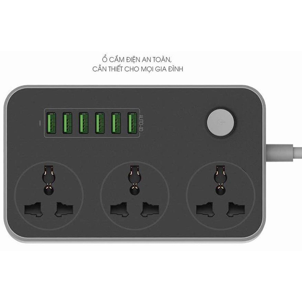 Ổ Điện Đa Năng Thông Minh, Tiêu Chuẩn EU - 6 Cổng USB Tích Hợp IC Chống Cháy Nổ Quá Tải