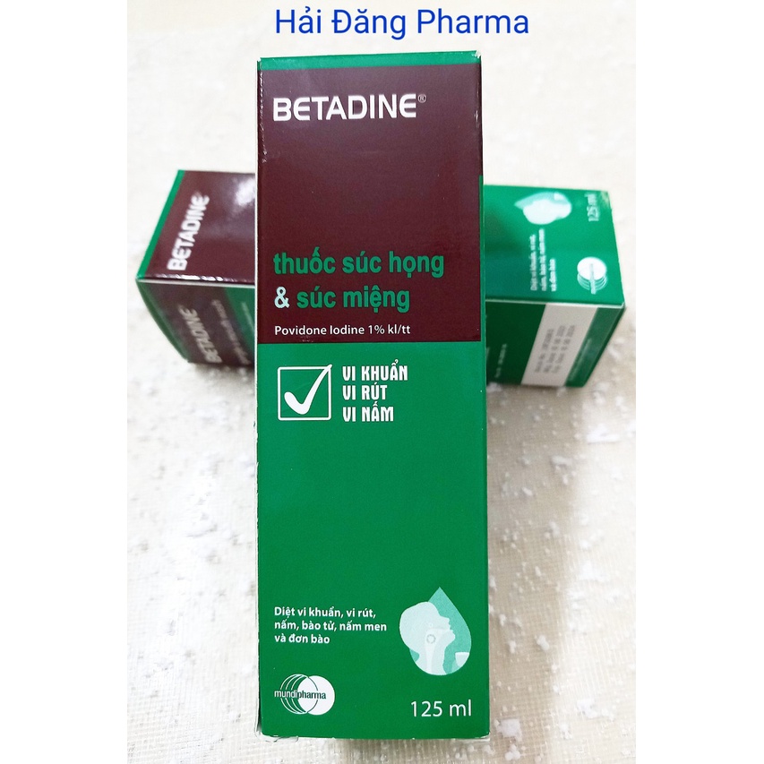 Nước súc miệng họng Betadin. Giảm ho, viêm họng, đau rát hong (Hàng chính hãng)
