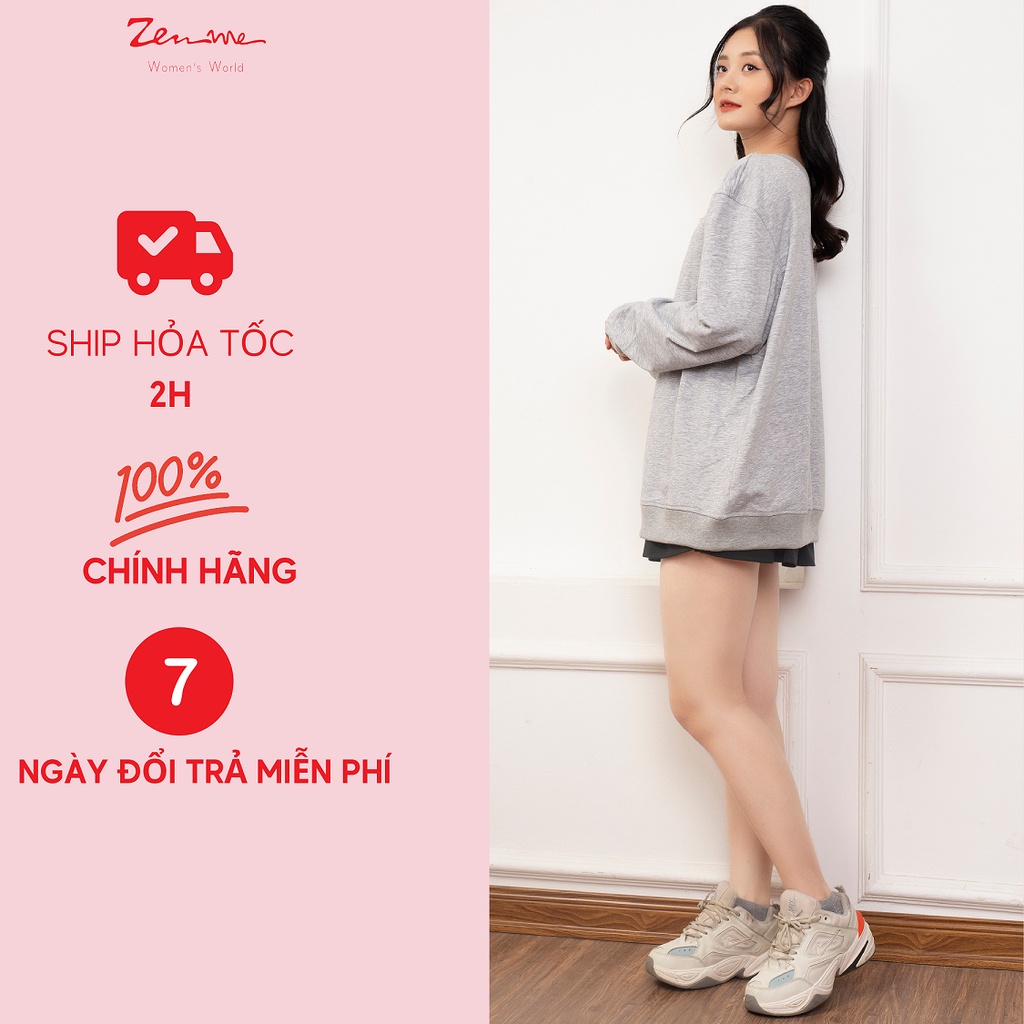 Áo Sweater Nữ Zen Me Trơn Nỉ Da Cá Cao Cấp Không Bai Xù Bền Màu Dáng Rộng Rãi