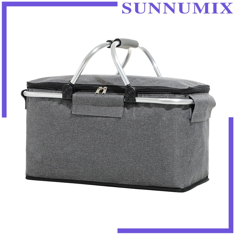 Giỏ Đựng Đồ Cách Nhiệt Màu Đen Có Thể Gấp Gọn Tiện Dụng Mang Theo Dã Ngoại Cho Nam Và Nữ