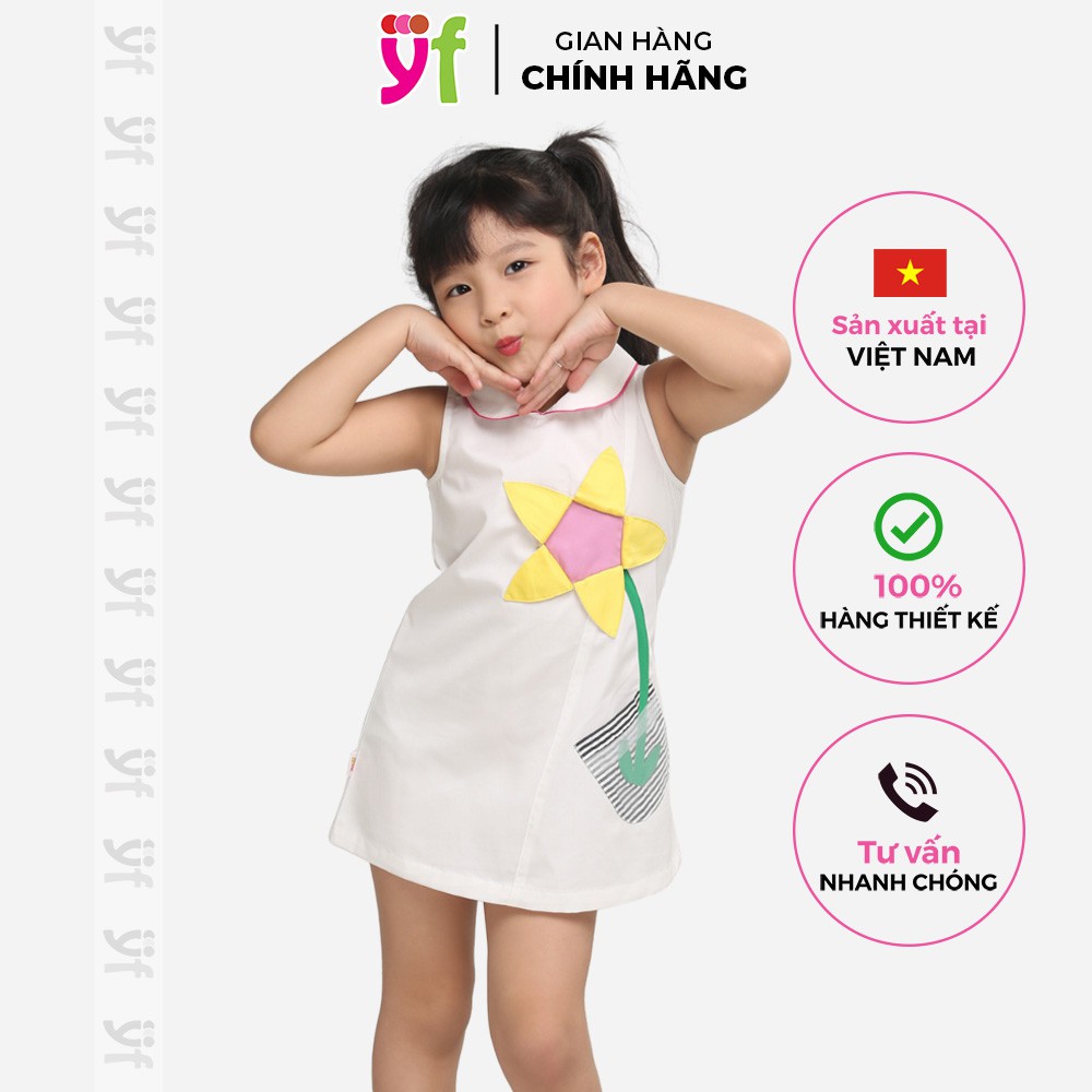 Đầm suông cho bé 9-13KG YF thêu hoa vàng 3D 7DX003