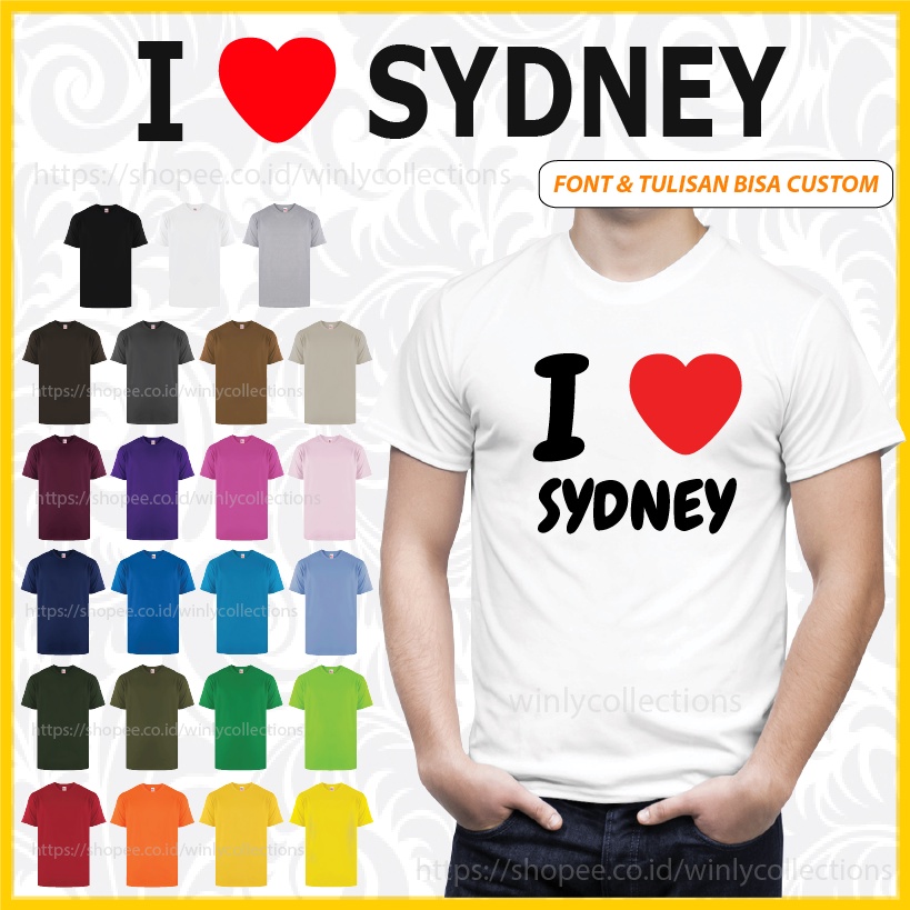 Áo Thun Cotton I LOVE SYDNEY Cỡ Lớn S / D JUMBO Cho Nam Nữ