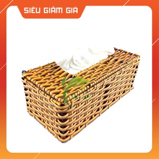 Hộp Đựng Khăn Giấy Ăn Chữ Nhật Dài Size Nhỏ Dành Cho Quán Ăn, Tiệm Cà Phê, Bàn Ăn Gia Đình - Mây Tre Trà My