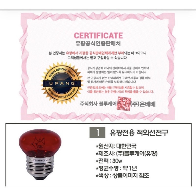 Bộ bóng đèn UV thay cho máy Tiệt trùng Upang, Heanim, Fas