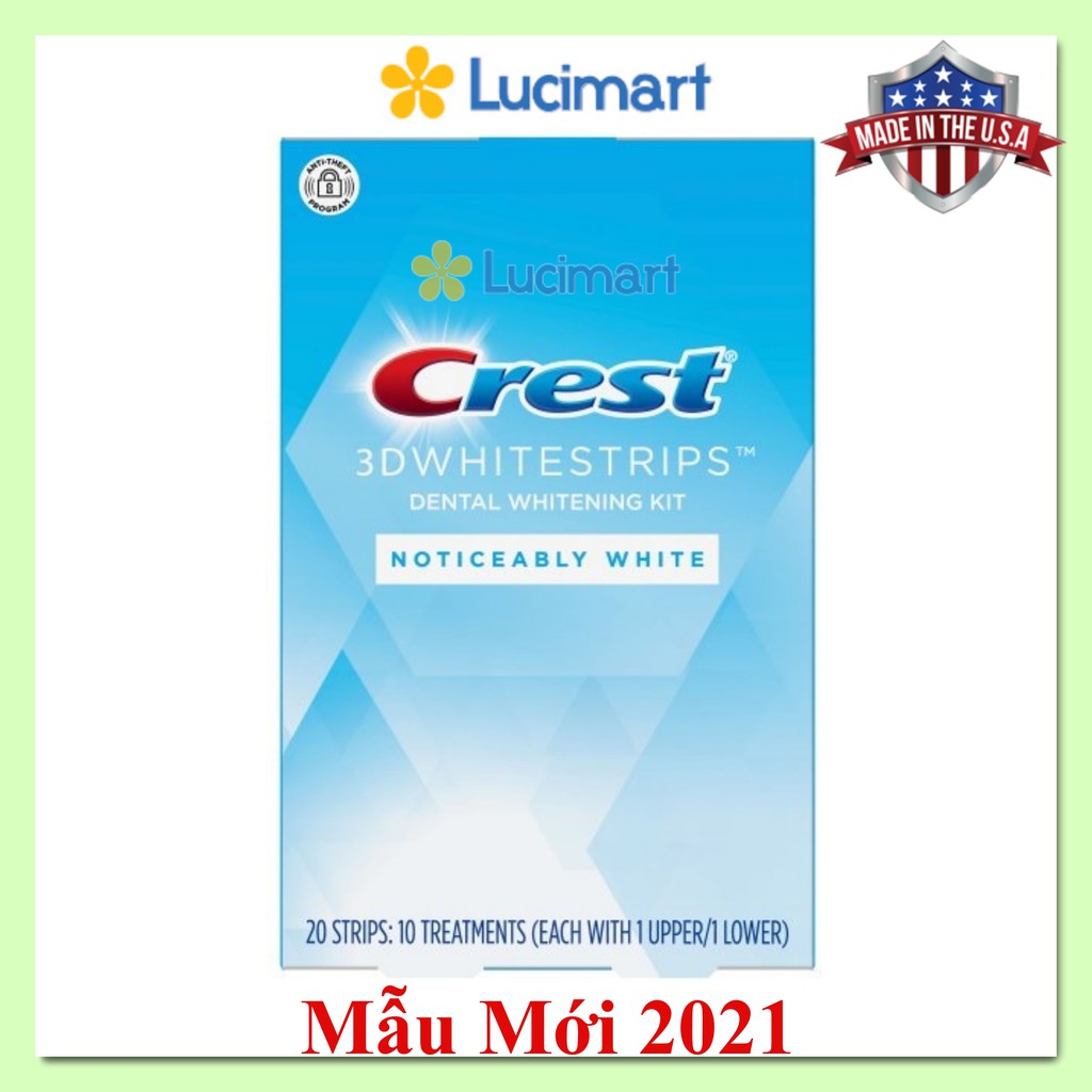 Miếng dán trắng răng Crest 3D Whitestrips Noticeably White [Hàng Mỹ]