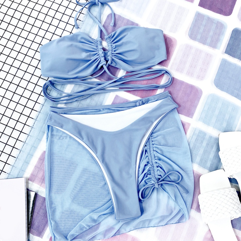 Bộ Đồ Bơi Bikini Màu Trơn Mềm Mại Quyến Rũ Cho Nữ