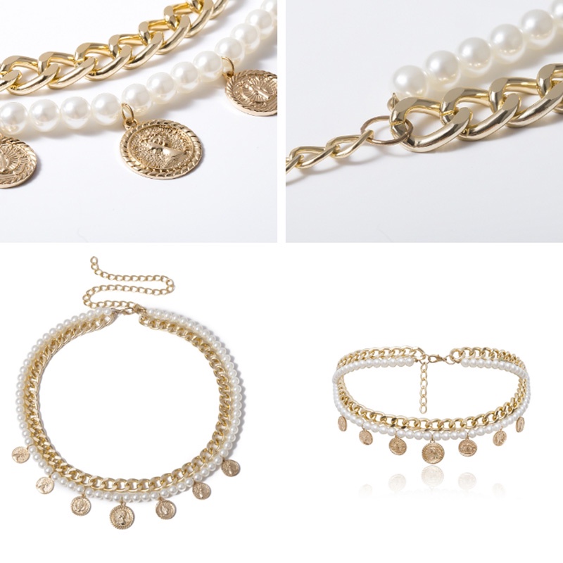 Thắt Lưng Nhiều Lớp Đính Hạt Ngọc Trai Phong Cách Retro Cho Nữ