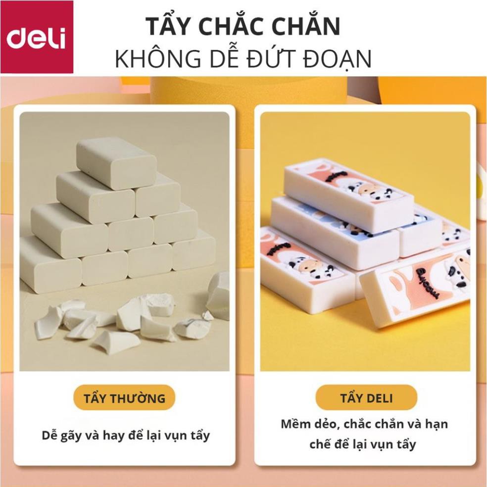 Tẩy hình vẽ bò sữa Deli - Xanh dương/ Cam - 1 chiếc - 71119 [Deli]