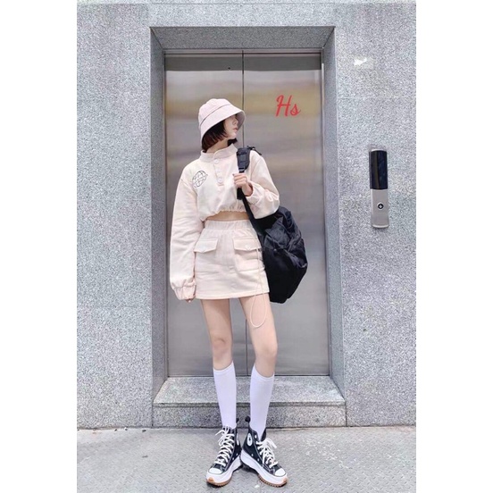 Sét váy croptop khuy cúc HS6