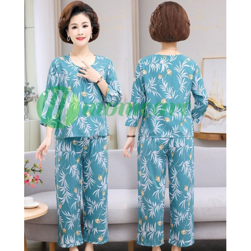 Đồ bộ trung niên nữ đẹp B86 - Quần áo thời trang thu đông cho người lớn tuổi U40 U50 U60 - Bộ ngủ mặc nhà cho mẹ Bigsize