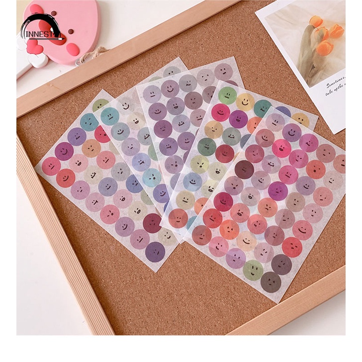 Bộ 6 Miếng Dán Hình Tròn Họa Tiết Hoạt Hình Trang Trí Sổ Tay
