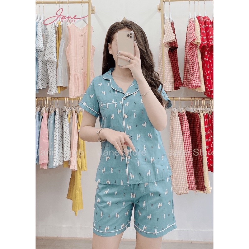 Bộ pijama nữ cộc tay chất liệu vải Kate Thái cam kết hàng loại 1 siêu mềm mát