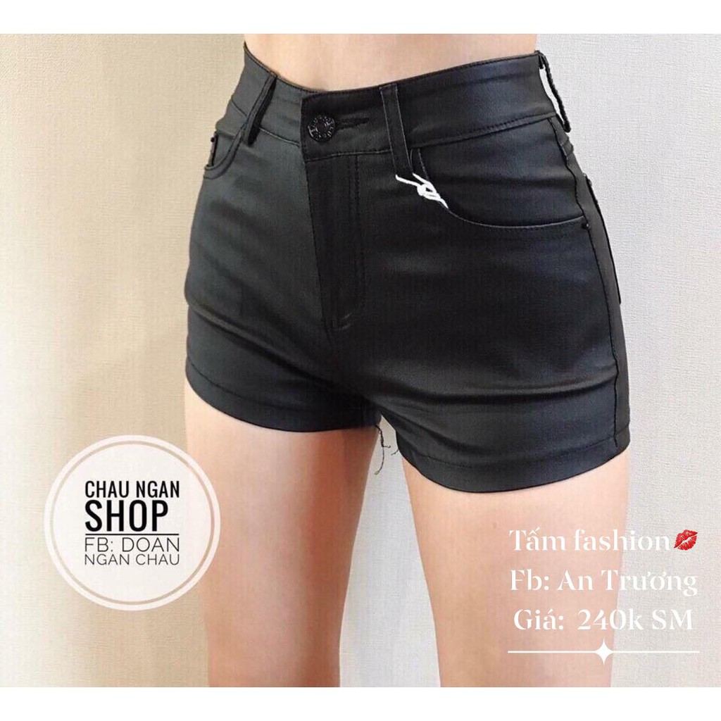 Quần Shorts Da lưng cao