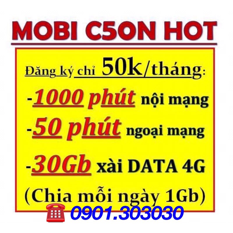 SIÊU SIM MOBI [C120N] [C50N] DÀNH CHO TELE SALE VÀ 4G