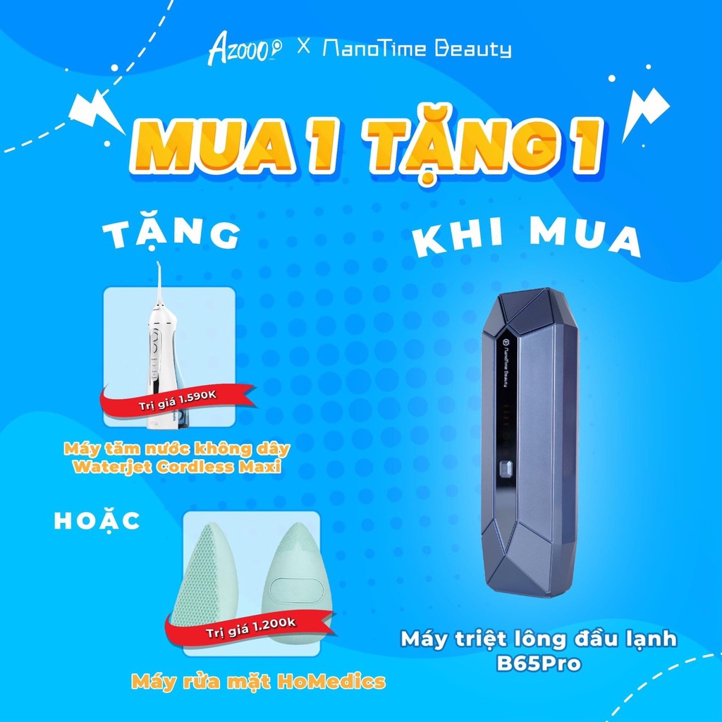 Máy triệt lông Nanotime Beauty B65 Pro, máy triệt lông lạnh mini HoMedics Azooo