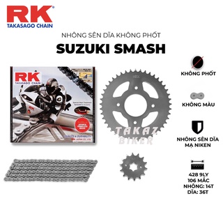 Nhông sên dĩa RK xe Suzuki Smash thương hiệu JAPAN Hàng made in malaysia