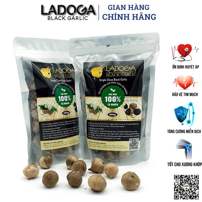 Tỏi đen Ladoga đóng túi 250g và 500g - Tỏi cô đơn lên men 100% tự nhiên 60 ngày theo công nghệ nhật bản