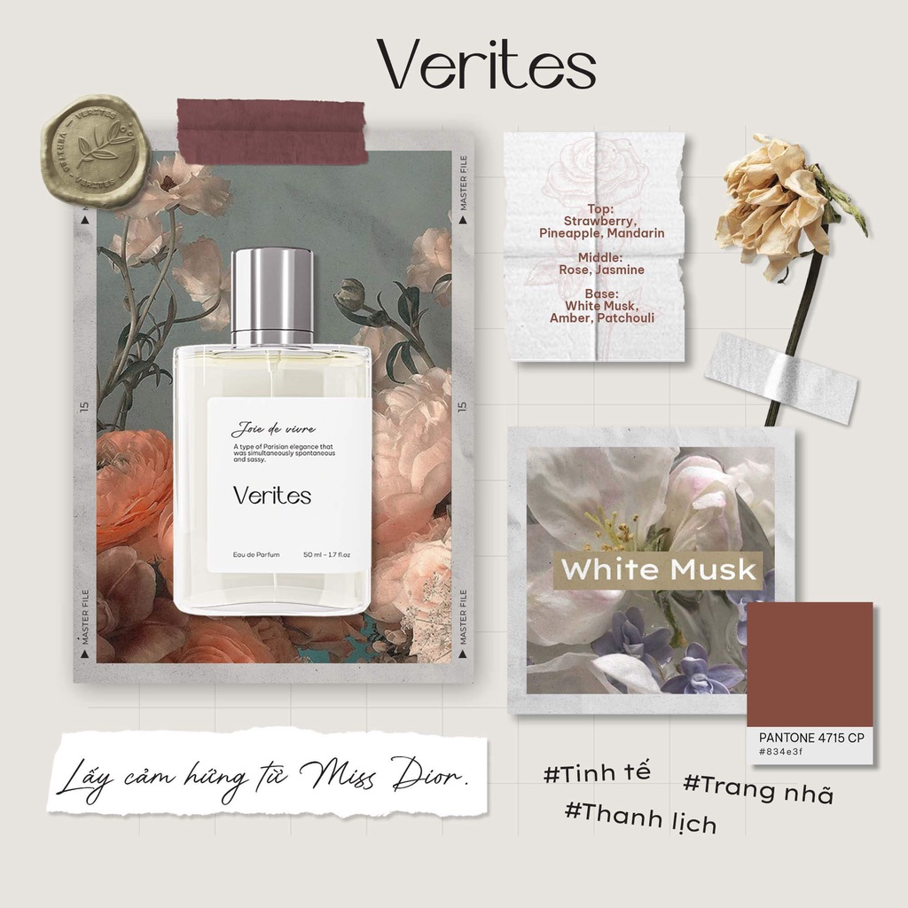 Nước hoa Nữ VERITES Joie De Vivre Thanh lịch, Trang nhã, Tinh tế 50ml