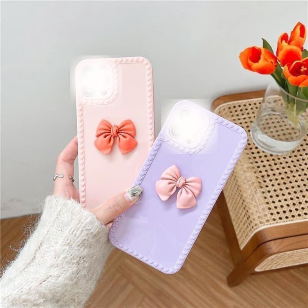 Ốp lưng iphone Gắn nơ viền tim BVC 5/5s/6/6plus/6s/6splus/7/7plus/8/8plus/x/xr/xs/11/12/pro/max/plus/promax