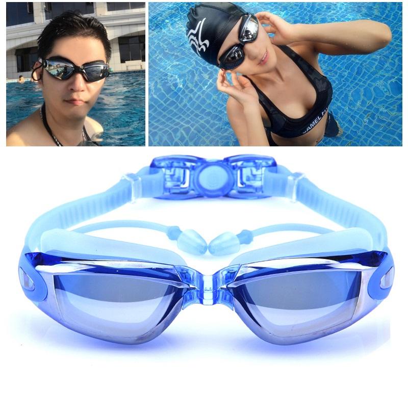 Sét mũ kèm kính bơi, Kính bơi chống tia UV kèm Mũ bơi và 2 nút bịt tai, Thiết Kế Mới Thông Minh, QAn toàn cho da