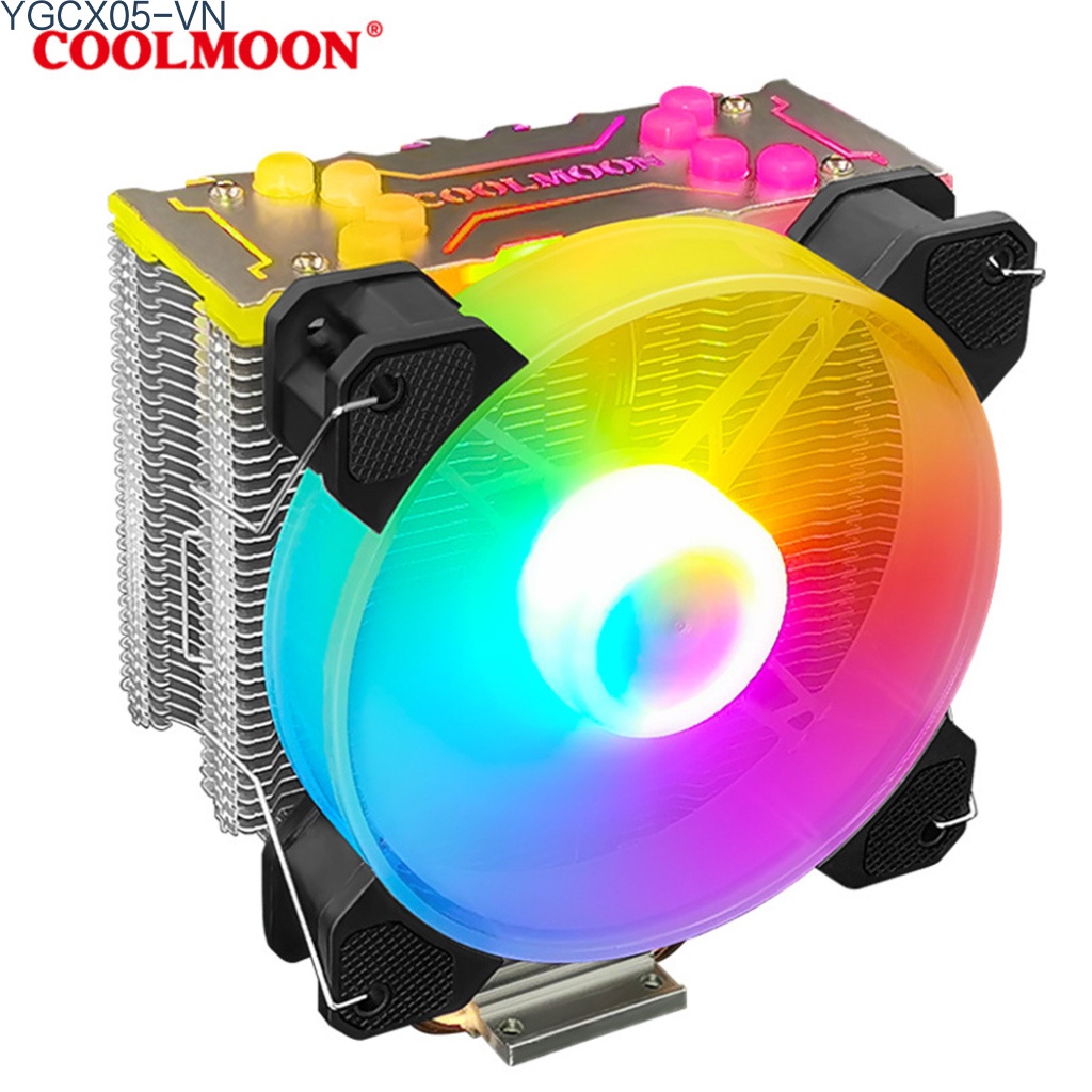 Quạt Tản Nhiệt Cpu Coolmoon X400 4pin Sata 4 Ống Đồng 5v 3pin Argb Cho Intel / Amd