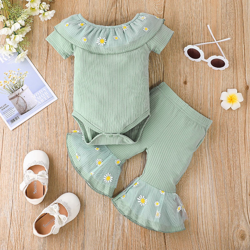 Combo bộ đồ bé gái 0-18 tháng tay ngắn bodysuit liền thân vạch sọcquần dài set mùa hè thời trang cho bé trẻ em sơ sinh