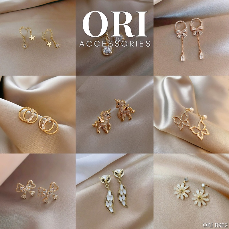 Khuyên tai nữ phong cách Hàn Quốc đính đá đẹp xinh xắn ORI ACCESSORIES B902