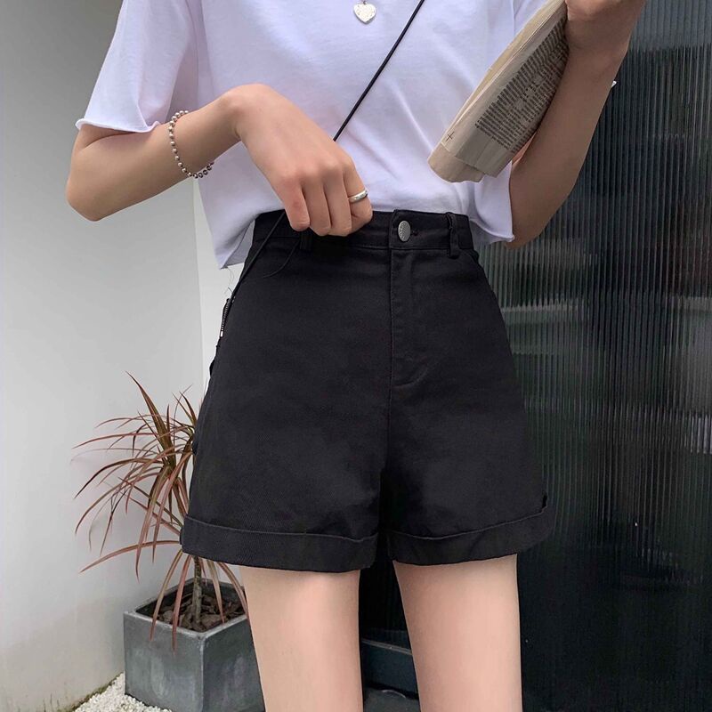 COZOK Quần Short Denim Lưng Cao Ống Rộng Kiểu Hàn Quốc Dễ Phối Đồ