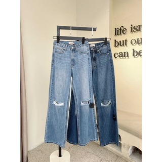Quần jeans suông rách gối | Boho Jeans | Secodee
