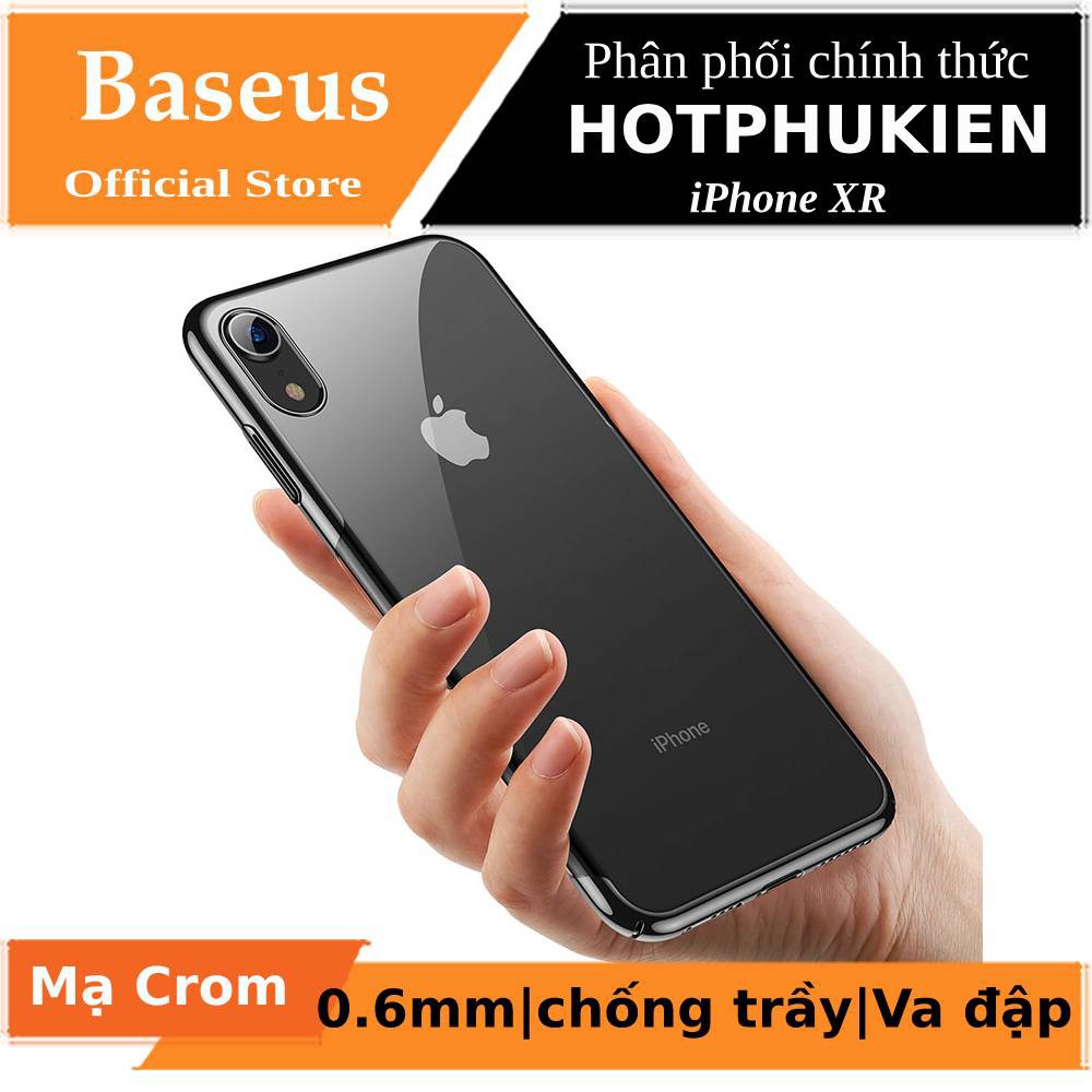 Ốp lưng Slim viền màu mạ crom iPhone XR Hiệu Baseus Glillter (mỏng 0.6mm, silicon chống sốc) - Hàng chính hãng