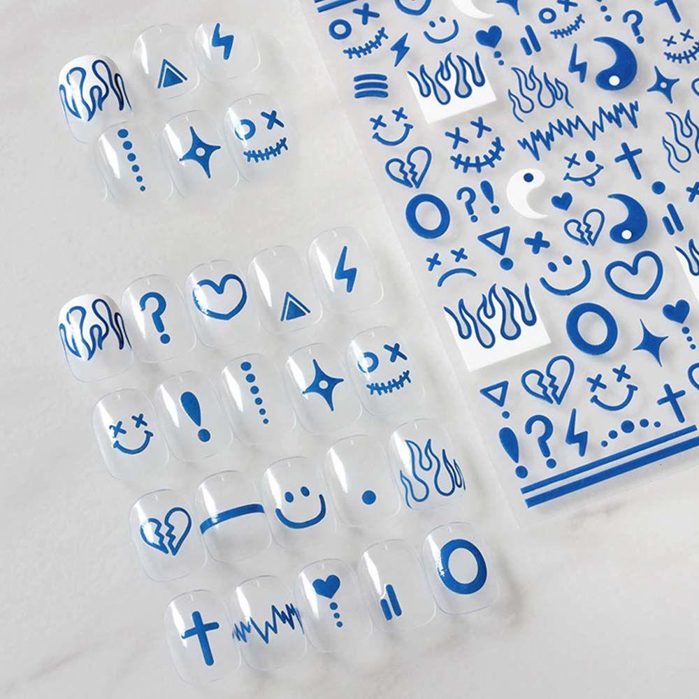 Miếng Dán Trang Trí Móng Tay Hình Trái Tim Mặt Cười Thời Trang