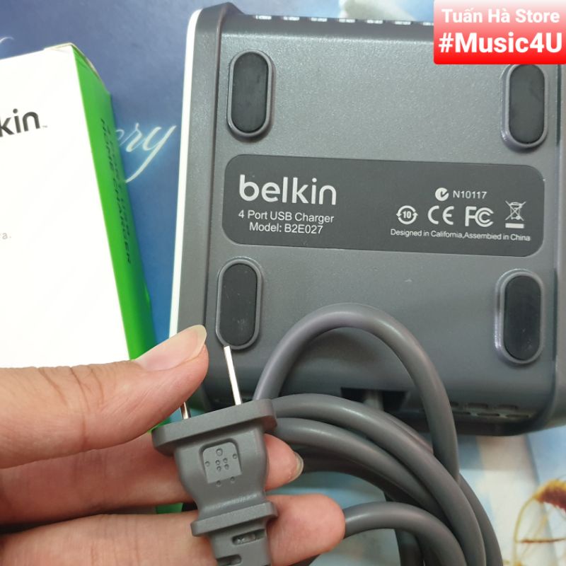 Bộ sạc nhanh Belkin 4 cổng 12W, 24W, 48W cho Iphone, Ipad, chuyên Gamer đấu team, B2E027 [Music4U]