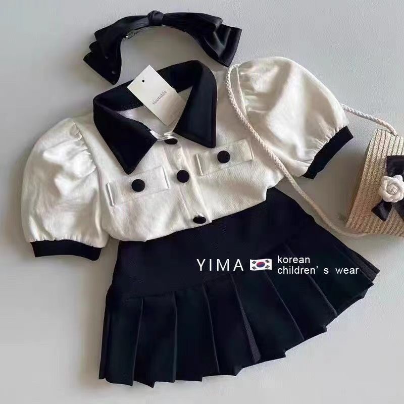 ✨Đốm✨ Bộ Áo Thun + Chân Váy Phong Cách Hàn Quốc Thời Trang Mùa Hè Cho Bé Gái