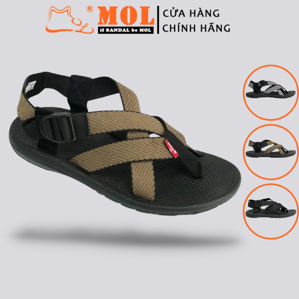 Giày sandal nam quai chéo vải dù có quai hậu cố định mang đi học đi biển du lịch hiệu Rova RV133Br
