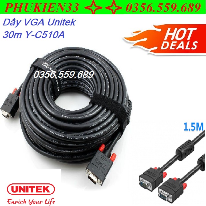 PK-19 Cáp VGA 30m Chính hãng Unitek Y-C510