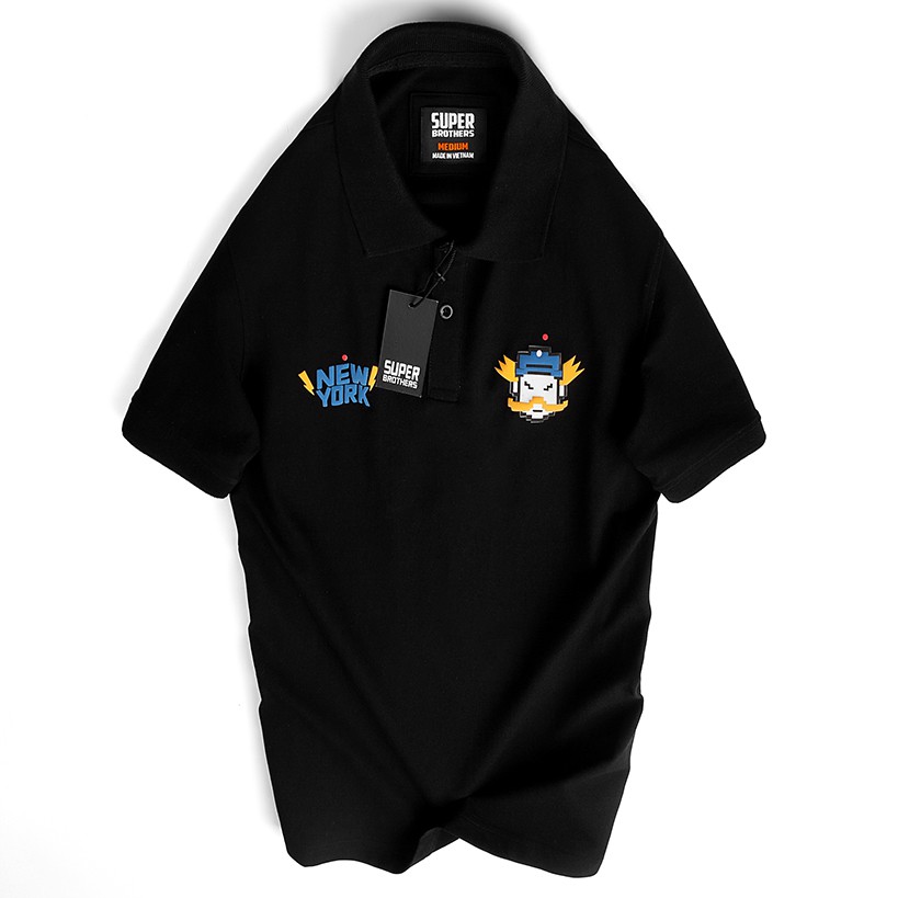 Áo Polo SUPER BROS NY trẻ trung với công nghệ in nổi xịn, đẹp