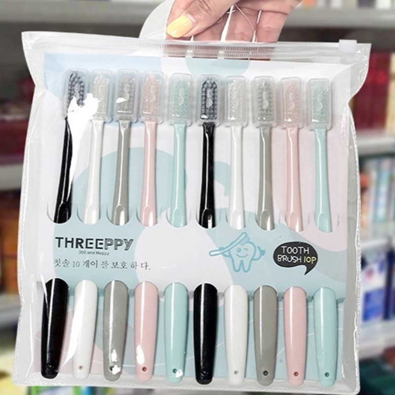 Set 10 Bàn Chải Đánh Răng Lông Mềm Thân Thiện Với Môi Trường