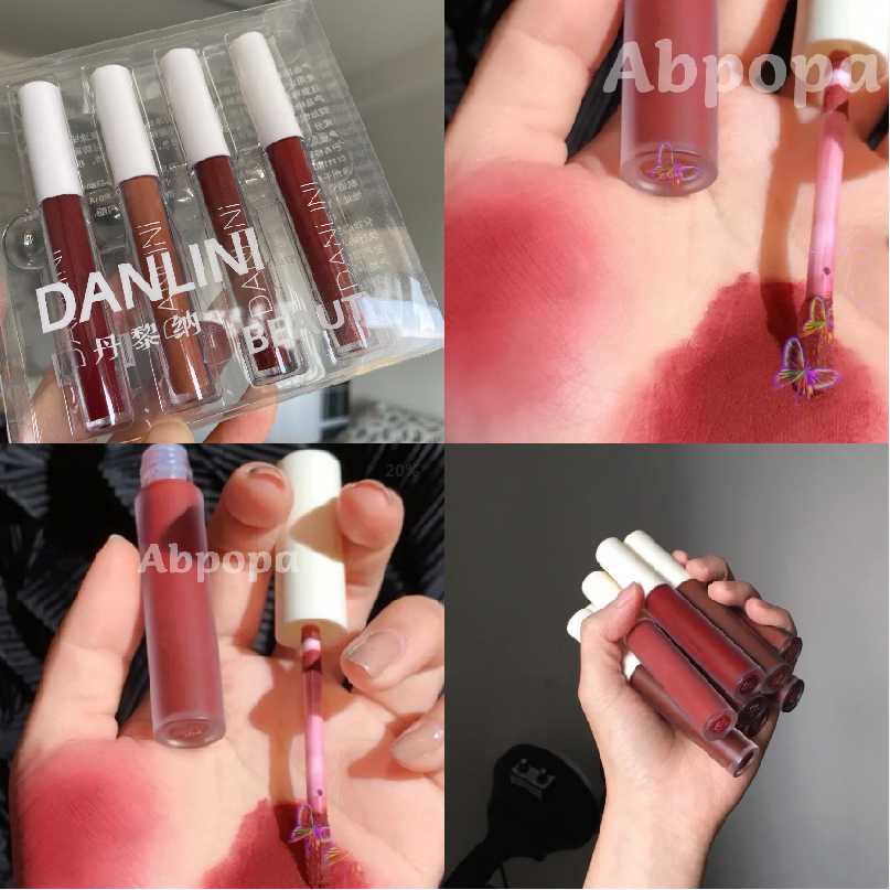 [Hàng mới về] Bộ 4 Son Kem Danlini Lì Kháng Nước Cao Cấp