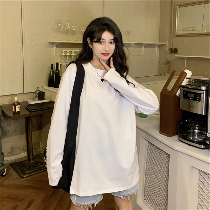 NRVP Áo Thun Nữ Dài Tay Dáng Rộng Thời Trang Hàn Quốc