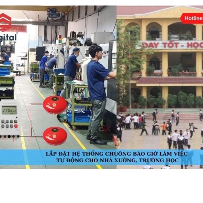 Chuông báo giờ công nghiệp timer hẹn giờ giây dùng cho trường học, công ty Hàng chính hãng Decom