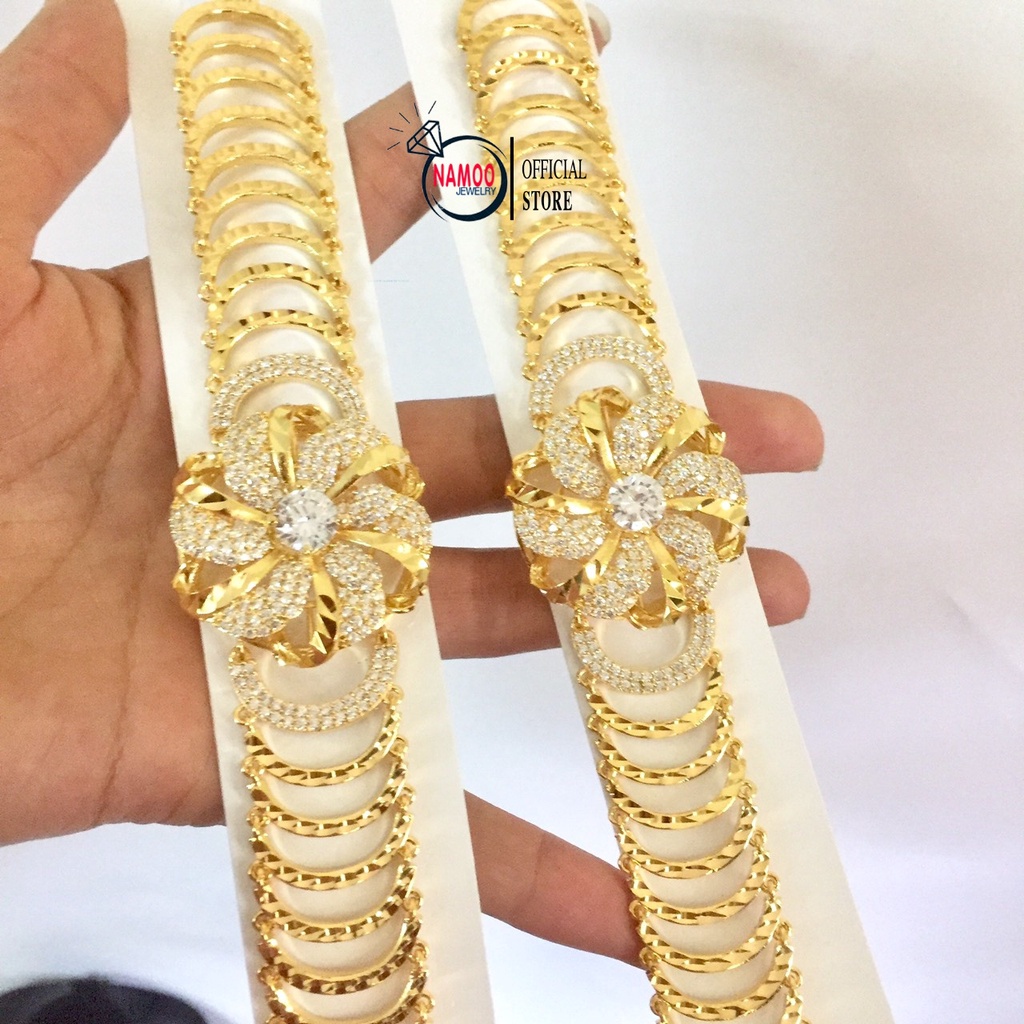 Lắc Tay Mạ Vàng Nữ L674 Dài Dây 17cm, Vòng Tay Nữ Đính Đá Namoo Jewelry