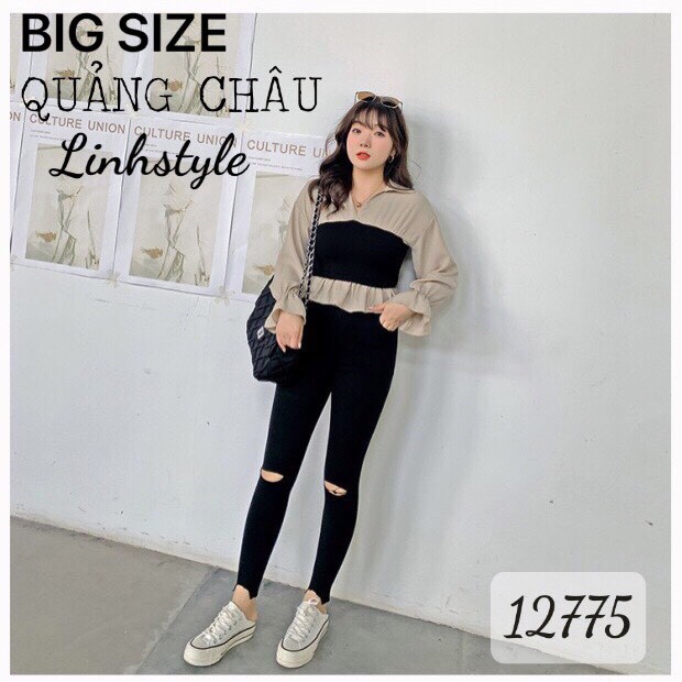 12775 - 3x,4x Quần BIG SIZE Skinny Một nút rách