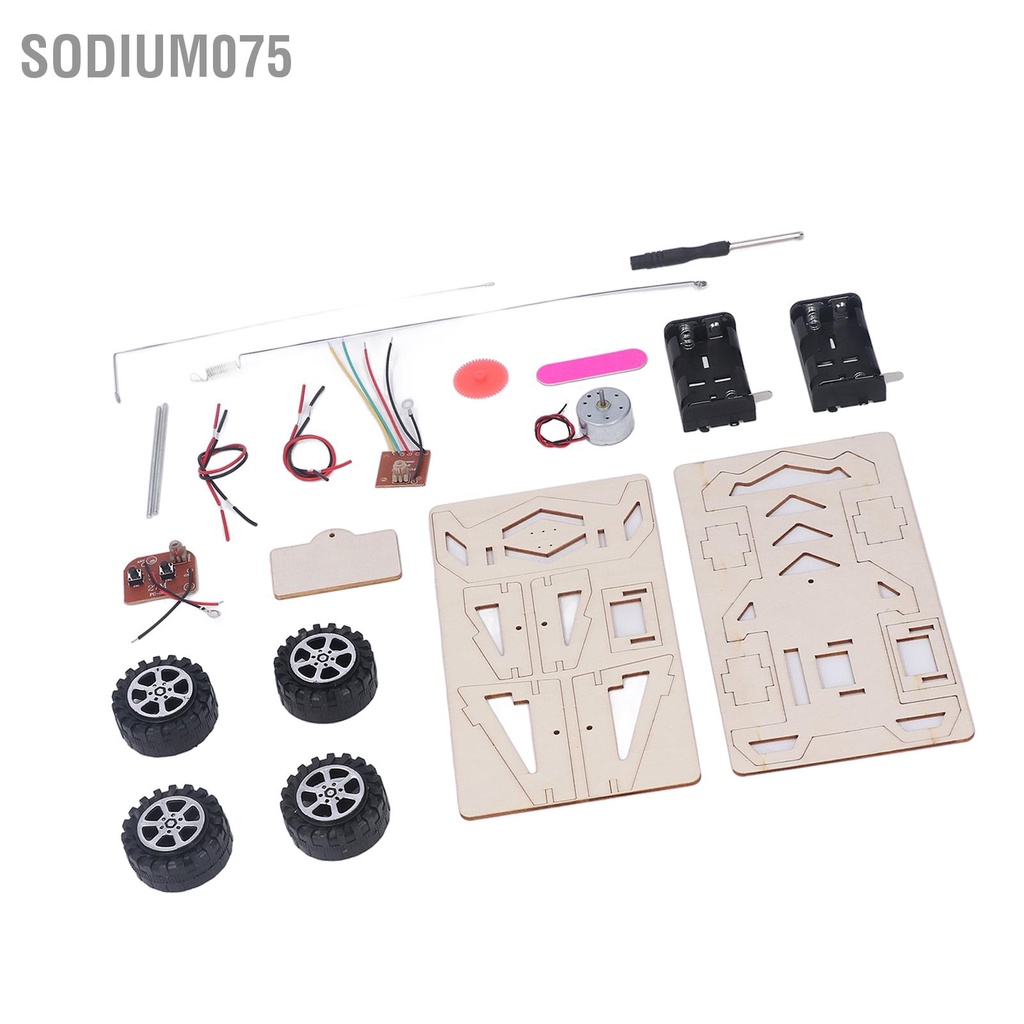 Sodium075 Bộ dụng cụ mô hình ô tô tự làm Động cơ điện Điều khiển từ xa Ô bằng gỗ Đồ chơi xây dựng STEM Khoa học giáo dục Quà tặng dành cho thanh thiếu niên