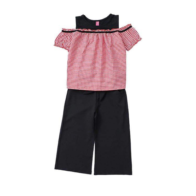 Bộ quần áo nữ trẻ em ống rộng áo tay ngắn 2 dây (Xả kho) | BigBuy360 - bigbuy360.vn