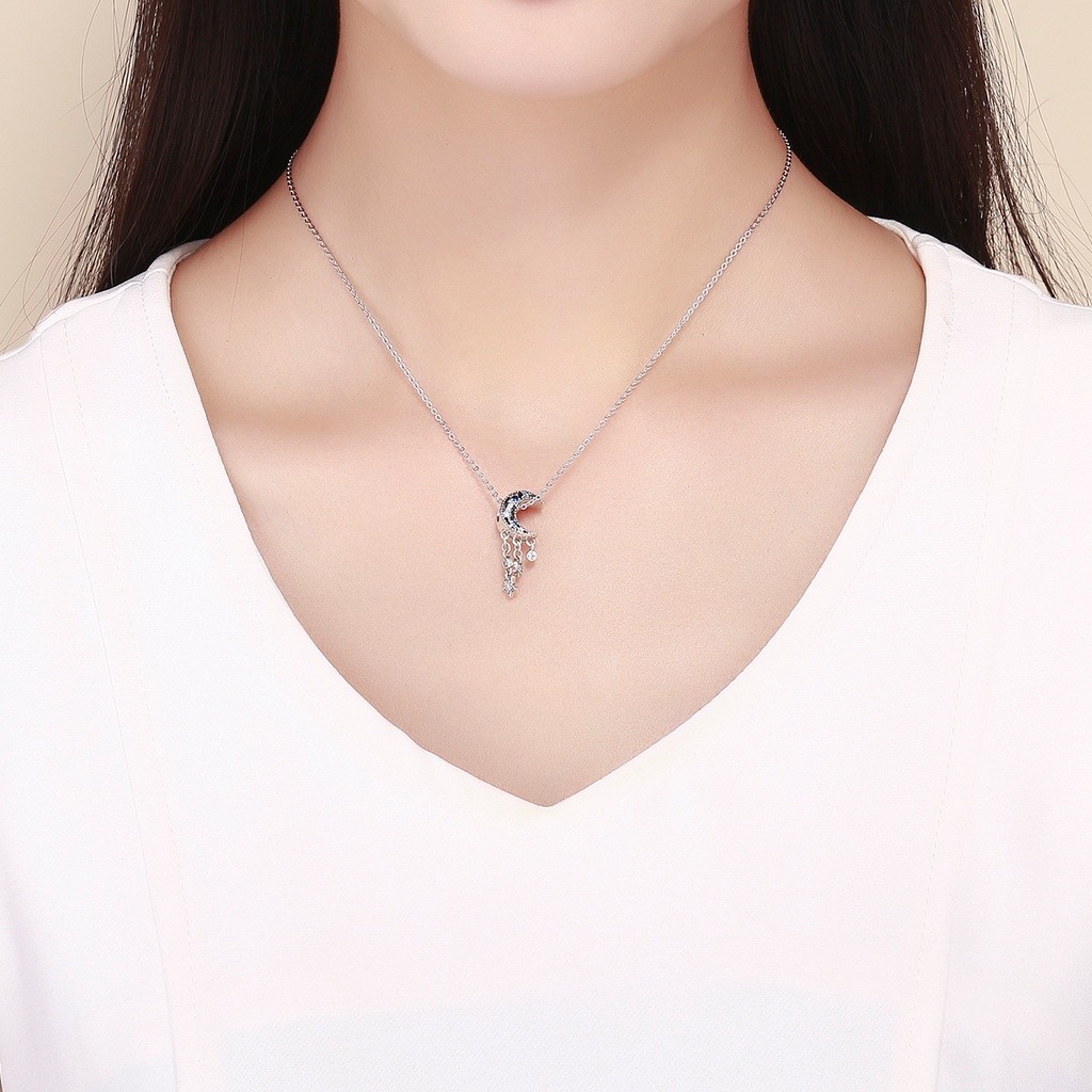 Bamoer Vòng Tay Bạc Sterling Đính Mặt Trăng Và Ngôi Sao